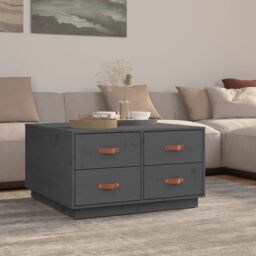 Berkfield Home Coffee Table Grey 80x80x45 cm Solid Wood Pine - Size: 80 x 80 x 45 cm