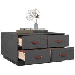 Berkfield Home Coffee Table Grey 80x80x45 cm Solid Wood Pine - Size: 80 x 80 x 45 cm - thumbnail 5
