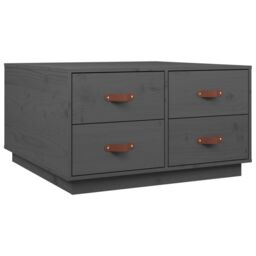 Berkfield Home Coffee Table Grey 80x80x45 cm Solid Wood Pine - Size: 80 x 80 x 45 cm - thumbnail 2