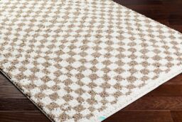 Livabliss Birmingham-Shaggy Black Grey Brown Checkboard Soft Plush Pile Living Rug in Tan - Size: 160 cm x 215 cm - thumbnail 6