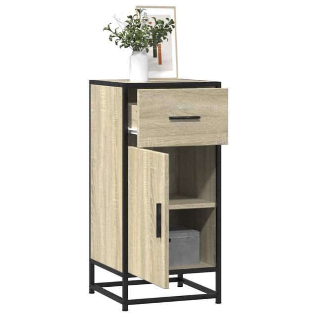 Berkfield Home Sideboard Sonoma Oak 35.5x35x76 cm Engineered Wood & Metal in Brown