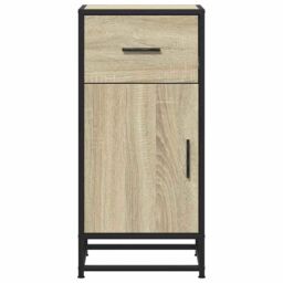 Berkfield Home Sideboard Sonoma Oak 35.5x35x76 cm Engineered Wood & Metal in Brown - thumbnail 4