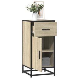 Berkfield Home Sideboard Sonoma Oak 35.5x35x76 cm Engineered Wood & Metal in Brown - thumbnail 1