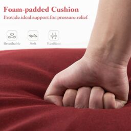 Costway Chaise Lounge Cushion Set Indoors Outdoors Tri-Fold Lounger Pad with Hook in Red - thumbnail 3