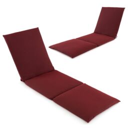 Costway Chaise Lounge Cushion Set Indoors Outdoors Tri-Fold Lounger Pad with Hook in Red - thumbnail 7