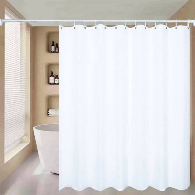 FLAVORA Mildew Proof Polyester Fabric Bathroom Shower Curtain in White - Size: 180 cm width x 180 cm drop - image 1