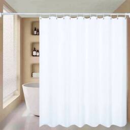 FLAVORA Mildew Proof Polyester Fabric Bathroom Shower Curtain in White - Size: 180 cm width x 180 cm drop - thumbnail 1