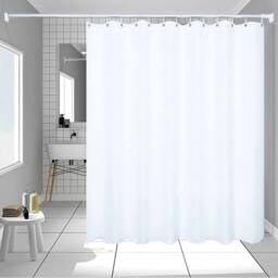 FLAVORA Mildew Proof Polyester Fabric Bathroom Shower Curtain in White - Size: 180 cm width x 180 cm drop - thumbnail 3