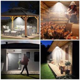 VOGREX Solar Powered Hanging Pendant Light Garden Outdoor in Black - thumbnail 3