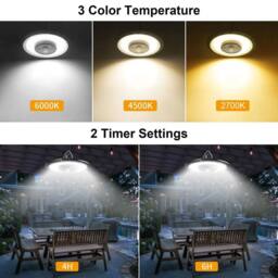 VOGREX Solar Powered Hanging Pendant Light Garden Outdoor in Black - thumbnail 2