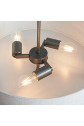 Netlighting Hayfield Cylindrical Pendant Brushed Bronze Effect Plate & Natural Linen 3 Light Dimmable IP20 E27 in Brown - thumbnail 4