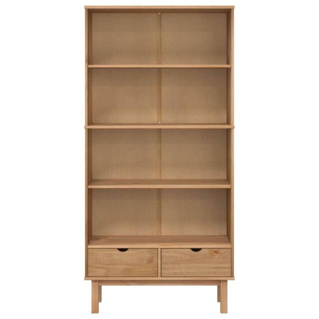Berkfield Home Beautiful Bookcase OTTA with 2 Drawers Brown Solid Wood Pine - image 1