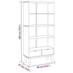 Berkfield Home Beautiful Bookcase OTTA with 2 Drawers Brown Solid Wood Pine - thumbnail 6