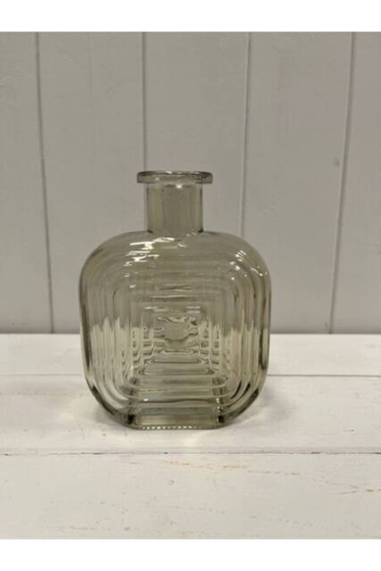 KDMD Smokey Brown Square Glass Bottle with Ribbed Design - image 1