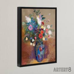 "Artery8 Bouquet of Flowers in a Vase Redon Black Framed Canvas Wall Art - Size: W12"" x H16""" - thumbnail 2