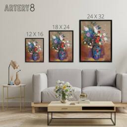 "Artery8 Bouquet of Flowers in a Vase Redon Black Framed Canvas Wall Art - Size: W12"" x H16""" - thumbnail 4