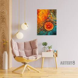 "Artery8 Dried Fruit Slice Abstract Kitchen Decor Canvas Wall Art Print in Orange - Size: W24"" x H32""" - thumbnail 3