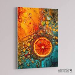"Artery8 Dried Fruit Slice Abstract Kitchen Decor Canvas Wall Art Print in Orange - Size: W24"" x H32""" - thumbnail 2