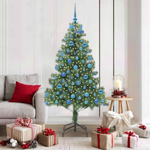 Berkfield Home Christmas Tree with 300 LEDs with Stand Green 180 cm PVC - image 1