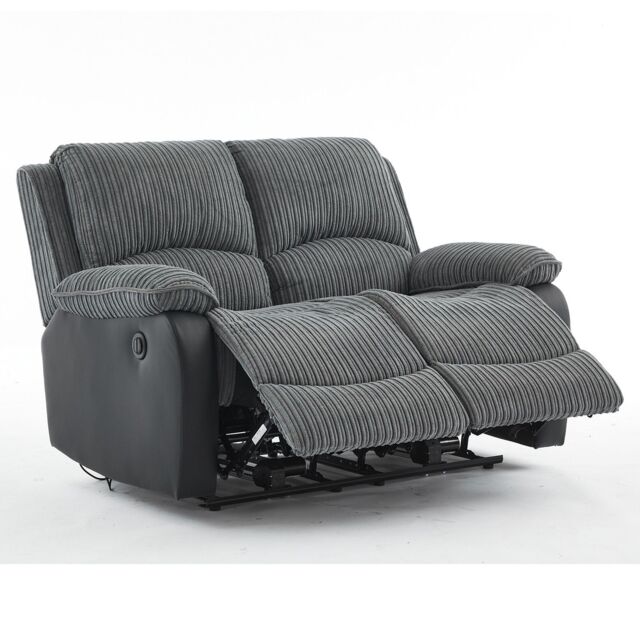 FURNITURE ONE Electric Reclining Chair, Corduroy Fabric Recliner Loveseat - Loveseat in Grey - Size: 1 Pack - image 1