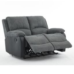 FURNITURE ONE Electric Reclining Chair, Corduroy Fabric Recliner Loveseat - Loveseat in Grey - Size: 1 Pack - thumbnail 2