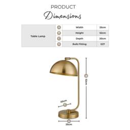 FurnitureboxUK Byron Brass Table Lamp in Light Bronze - thumbnail 9