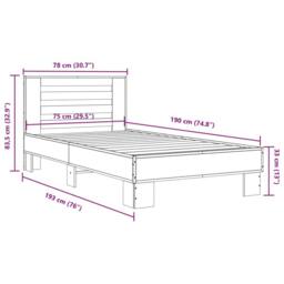 Berkfield Home Bed Frame without Mattress Sonoma Oak 75x190 cm Small Single in Light Oak - thumbnail 9