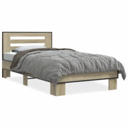 Berkfield Home Bed Frame without Mattress Sonoma Oak 75x190 cm Small Single in Light Oak - thumbnail 1