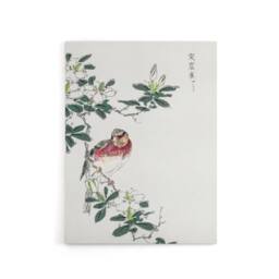"Artery8 Long Tailed Rosefinch Japanese Canvas Wall Art Print Numata Kashu - Size: W18"" x H24""" - thumbnail 1