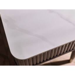 Cheshire Fluted Stone Top Lamp Table With Drawer in White Marble & Black - thumbnail 5
