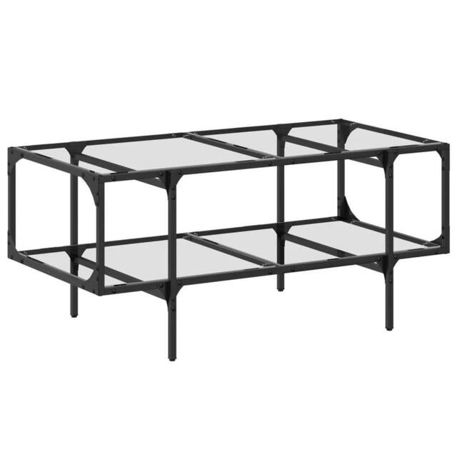 Berkfield Home Coffee Table with Transparent Glass Top 98.5x50x45 cm Steel - image 1