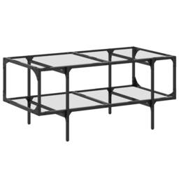 Berkfield Home Coffee Table with Transparent Glass Top 98.5x50x45 cm Steel - thumbnail 1