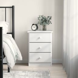 Berkfield Home Bedside Cabinet ALTA White 41x35x55 cm Solid Wood Pine - Size: 41 x 35 x 55 cm - thumbnail 1
