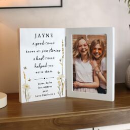 Personalised Memento Company Personalised Friend Wooden Hinged 6x4 Photo Frame in White - thumbnail 4