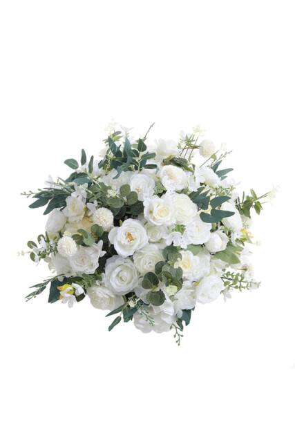ExtraStar Silk Rose Artificial Bouquet Wedding Table Centerpiece in White - image 1