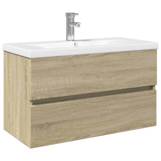 Berkfield Home 2 Piece Bathroom Furniture Set Ceramic & Engineered Wood in Light Tan - image 1