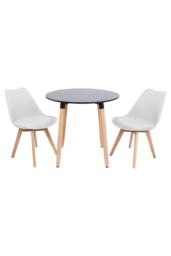 Life Interiors 'Round Lorenzo' Dining Set with a Table & Chairs Set of 2 in White - thumbnail 1