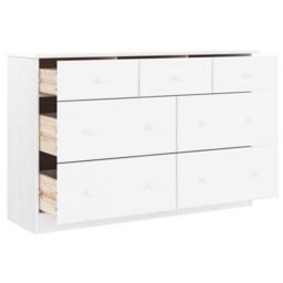 Berkfield Home Chest of Drawers ALTA White 112x35x73 cm Solid Wood Pine - Size: 112 x 35 x 73 cm - thumbnail 3