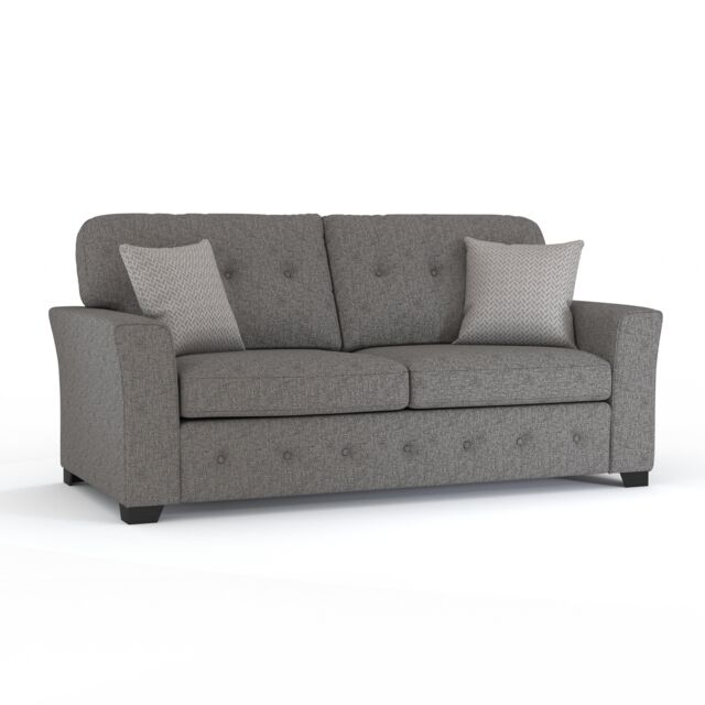 Furnishings For Less UK Hartley Grey or Beige 3 Seater Sofa Full Back Tufted Cushions - image 1