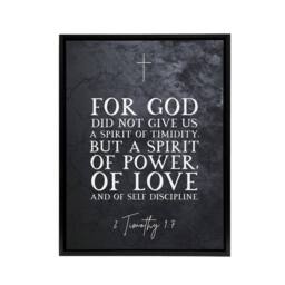 "Artery8 Timothy 1 7 Spirit Of Power Love Bible Quote Framed Canvas Wall Art Print in Grey - Size: W12"" x H16""" - thumbnail 1