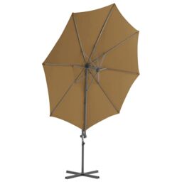 Berkfield Home Cantilever Umbrella with Steel Pole Taupe 300 cm in Beige - thumbnail 3