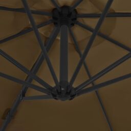 Berkfield Home Cantilever Umbrella with Steel Pole Taupe 300 cm in Beige - thumbnail 6