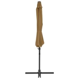 Berkfield Home Cantilever Umbrella with Steel Pole Taupe 300 cm in Beige - thumbnail 4