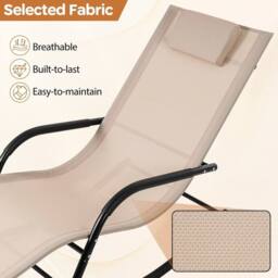 KORVIXA Outdoor Rocking Chair Patio Lounge Chair in Beige - Size: 100 cm x 100 cm - thumbnail 3