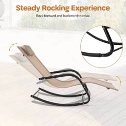 KORVIXA Outdoor Rocking Chair Patio Lounge Chair in Beige - Size: 100 cm x 100 cm - thumbnail 5