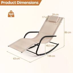 KORVIXA Outdoor Rocking Chair Patio Lounge Chair in Beige - Size: 100 cm x 100 cm - thumbnail 2