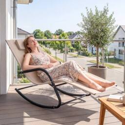 KORVIXA Outdoor Rocking Chair Patio Lounge Chair in Beige - Size: 100 cm x 100 cm - thumbnail 4