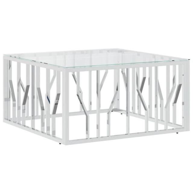 Berkfield Home Coffee Table 80x80x40 cm Stainless Steel & Glass in Silver - Size: 80 x 80 x 40 cm - image 1