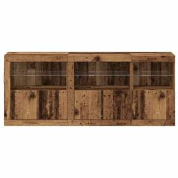 Berkfield Home Sideboard with LED Lights Old Wood 162x37x67 cm Engineered Wood in Brown - Size: 162 x 37 x 67 cm - thumbnail 6