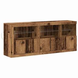 Berkfield Home Sideboard with LED Lights Old Wood 162x37x67 cm Engineered Wood in Brown - Size: 162 x 37 x 67 cm - thumbnail 1